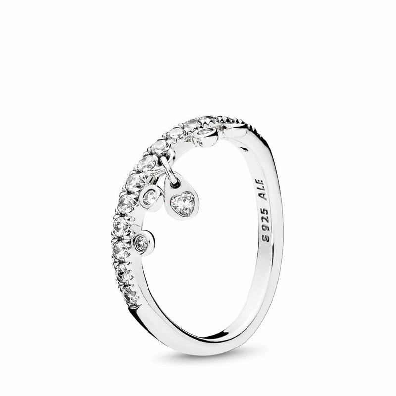 Pandora Chandelier Droplets Stackable Ring Ireland - Sterling Silver/Cubic Zirconia - 487016DNZ